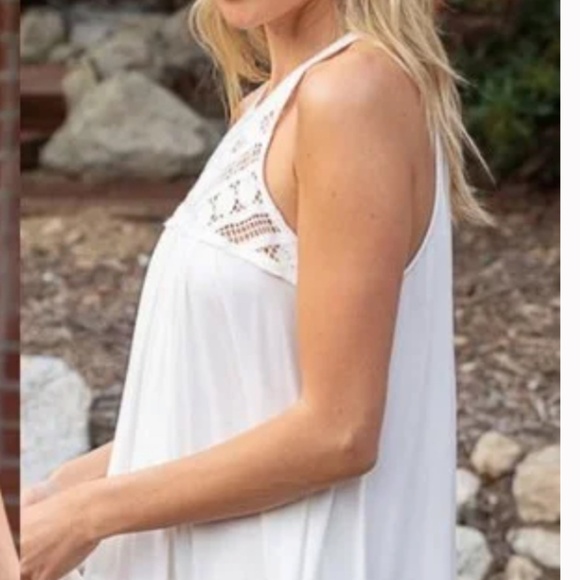 POL 🩶 POL Babydoll with Crochet Lace Detail Tank Top MISC PINK - Picture 2 of 5